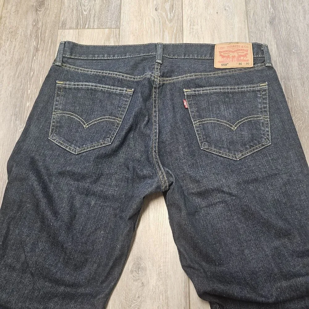 Levi's 559 Relaxed Straight Leg Jeans Dark Blue Denim Men's 36 X 30